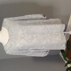 Cal Style Light Blue Snake Print Flounce Sleeve Lined Blouse - Size S